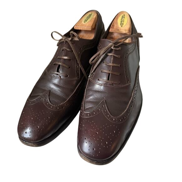 Salvatore Ferragamo Brown Leather Wingtip Oxford Shoes Men’s 10 D main image 9